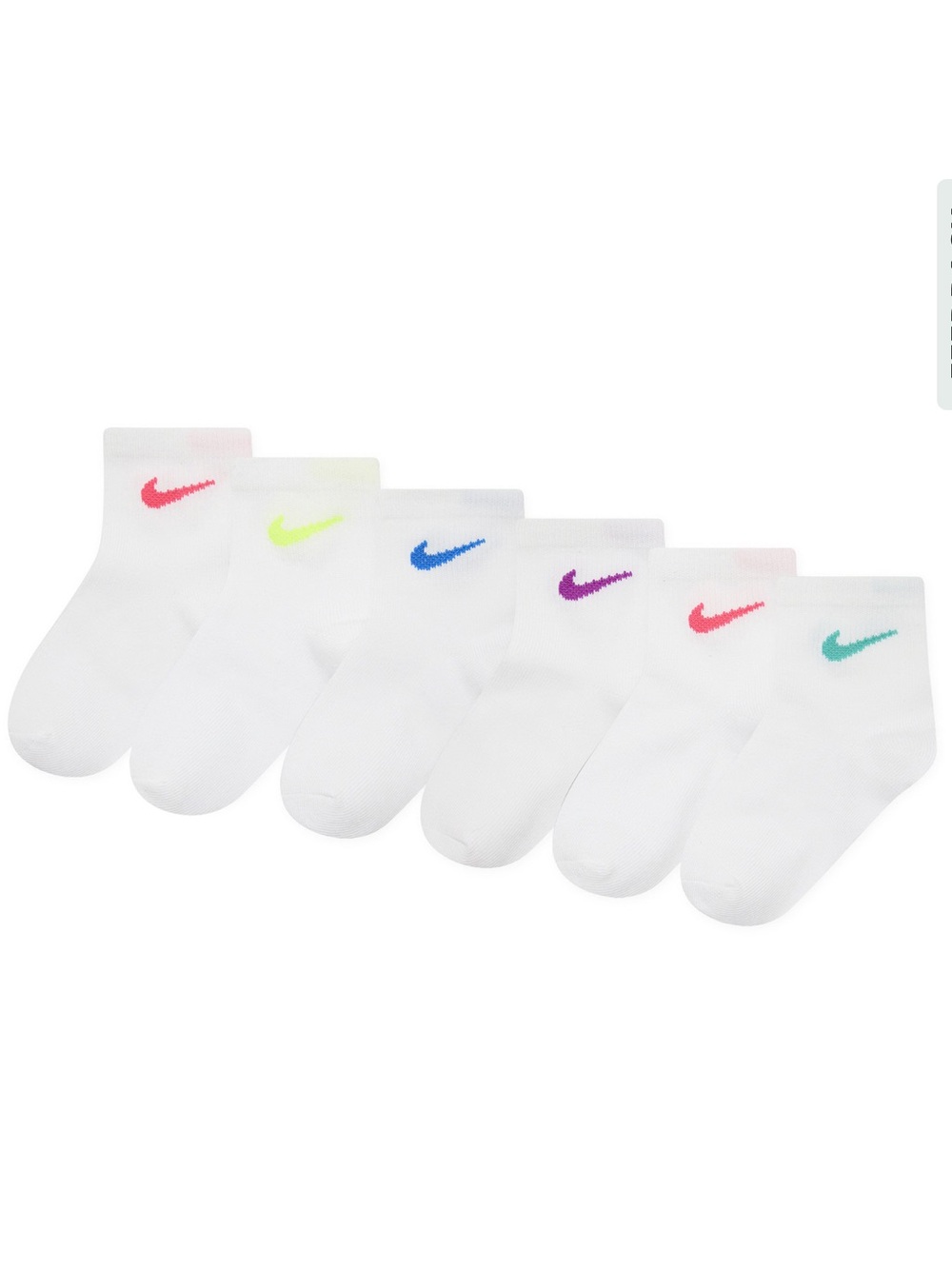 Nike  Kids 6-Pack  Socks Multicolor Swoosh SZ-4-5